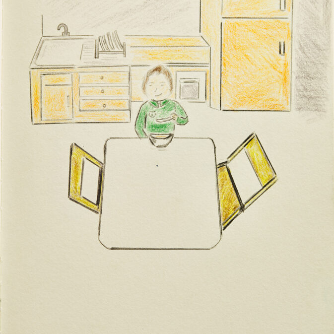 Boy Eating Breakfast Illustrative Drawing