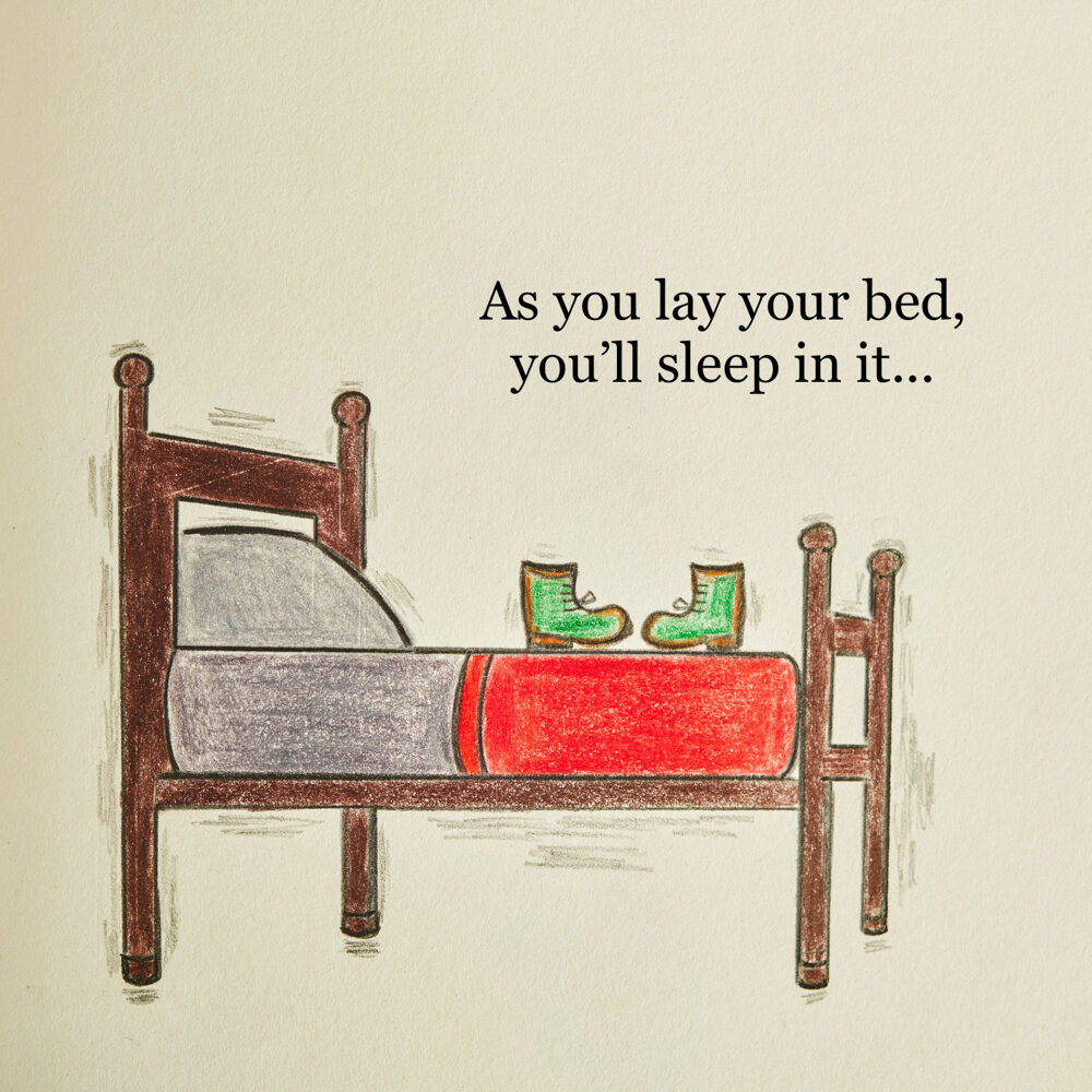 Shoes on the bed Illustrative Drawing